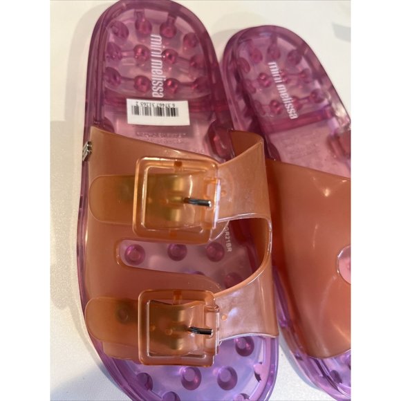 Mini Melissa Wide II Slide Sandals Big Kid 2 Pink Orange New without Box - Picture 4 of 5